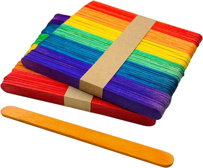 KTOJOY 100 Pcs Colored Craft Sticks Ice Cream Natural Wood Popsicle Craft Sticks 45 inch Length Treat Sticks Ice Pop Sticks for DIY Crafts - Image 1