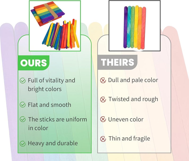 KTOJOY 100 Pcs Colored Craft Sticks Ice Cream Natural Wood Popsicle Craft Sticks 45 inch Length Treat Sticks Ice Pop Sticks for DIY Crafts - Image 5