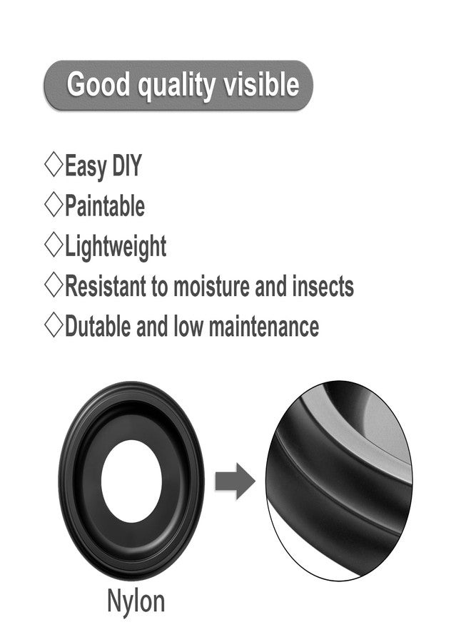 ELFCAB 2 Pack Black Molded Nylon Ceiling Medallion for Light Fixtures and Ceiling Fans 10"OD x 4"ID x 1-2/8 "P (Fits Canopies up to7-1/4") - Image 3