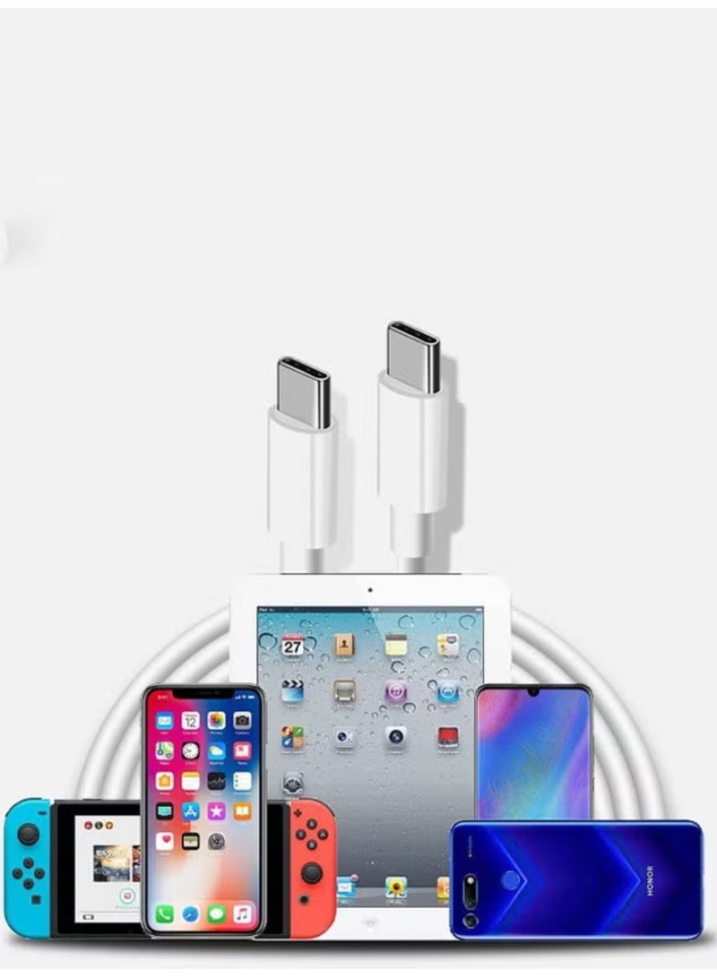 CHAPPELINE Type-C charger cable supports fast charging, 1 meter, from USB-C to USB-C, at a speed of 65W, compatible with iPhone 15, iPhone 16, Huawei, Samsung, and all devices with a Type-C input. - Image 3