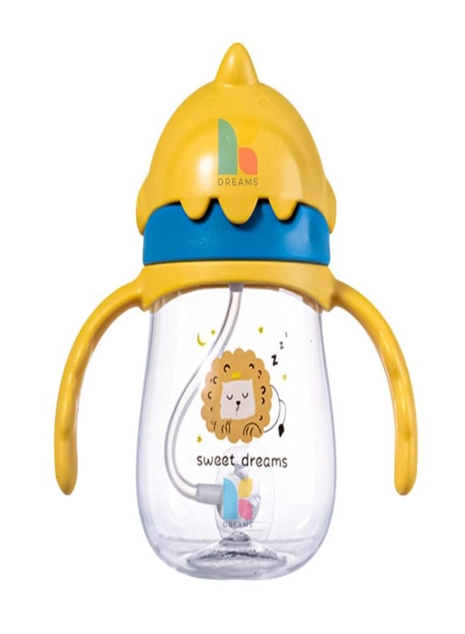 Fezeedi Plastic New Sipper Bottle Cute Design Training Sipper Cup with Handles Soft Silicone Straw Leakproof Sipper with Straw Water Bottle for Kids (Yellow) - Image 1
