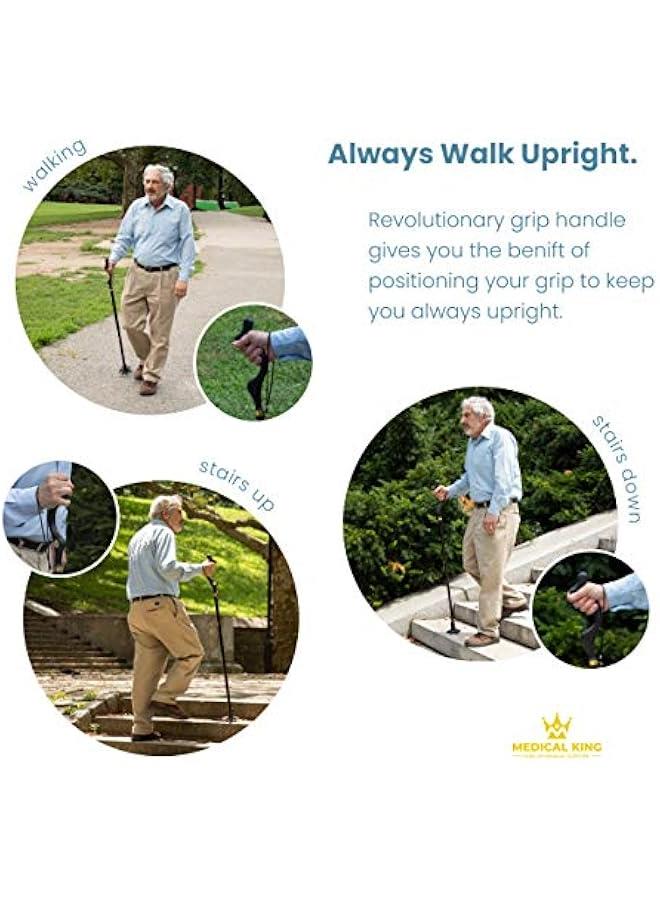 Arabest Adjustable Self-Standing Walking Cane for Men and Women - Special Balance Walking Stick with 10 Heights - Portable Foldable Comfortable Cane - Image 3