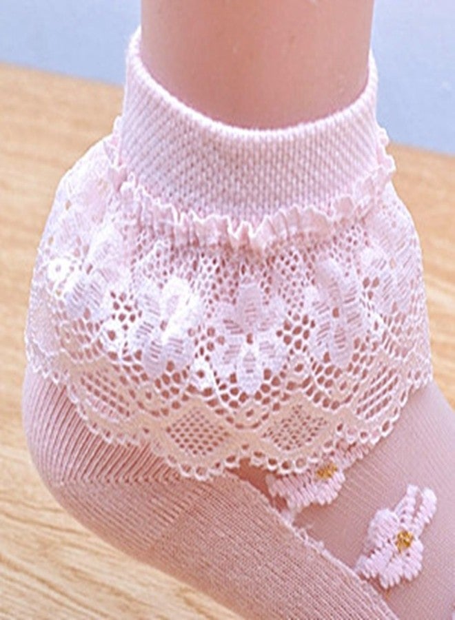 Hopply 5Pairs of Ruffle Pageant Frilly Socks for Toddler Girls Baby White Lace Ankle Dress Socks Summer Mesh Women Sock - Image 3