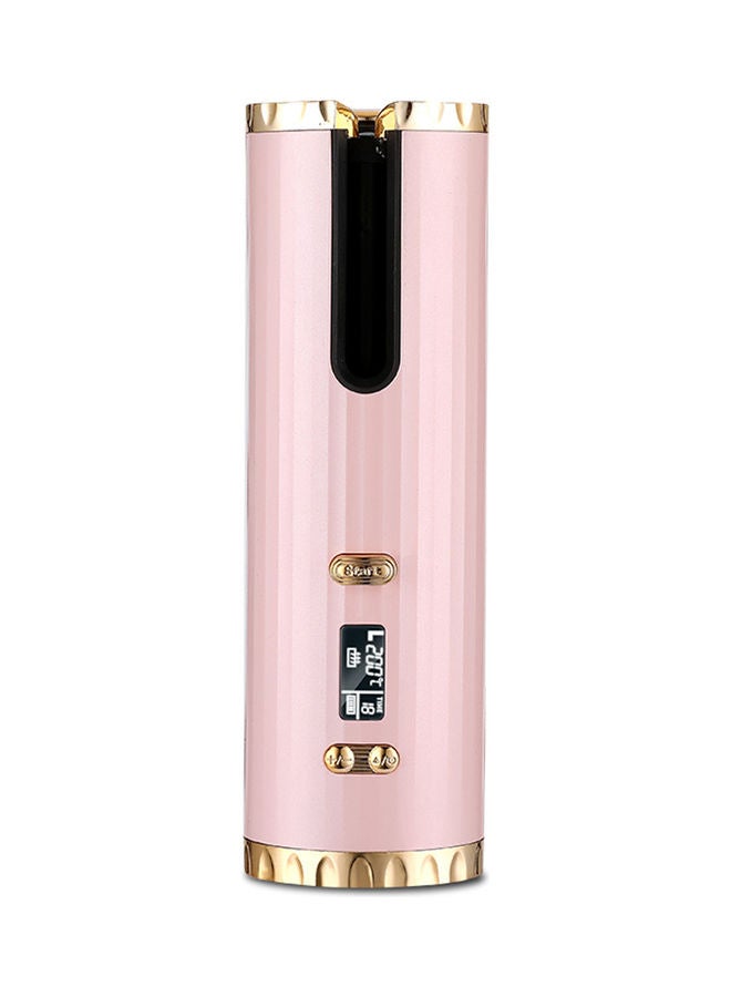 NIBEMINENT Portable Curling Wand Rechargeable Auto Hair with Multiple Temperature Settings and LCD Screen Styling Tool Pink - Image 1
