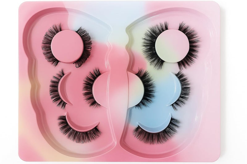 5 Pairs Curved Fluffy False Eyelashes – Mix Lengths & Volumes for Natural Wispy Look – Soft Lightweight Flexible Band – Reusable Synthetic Lashes for Daily Wear & Glam Eye Makeup – Easy to Apply