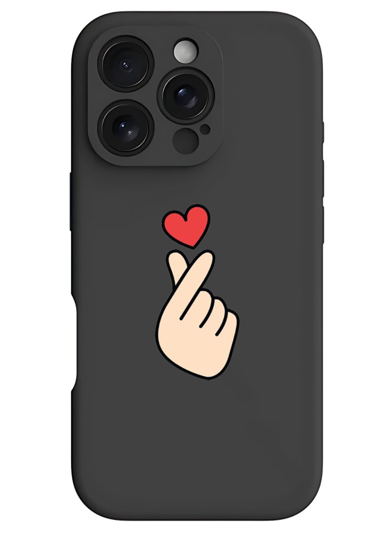 Theodor iPhone 16 Pro Max Black Protective Slim Fit Case Liquid Silicone Cover with Full Body Protection Anti-Scratch Shockproof Case For iPhone - Snap Love - Image 1