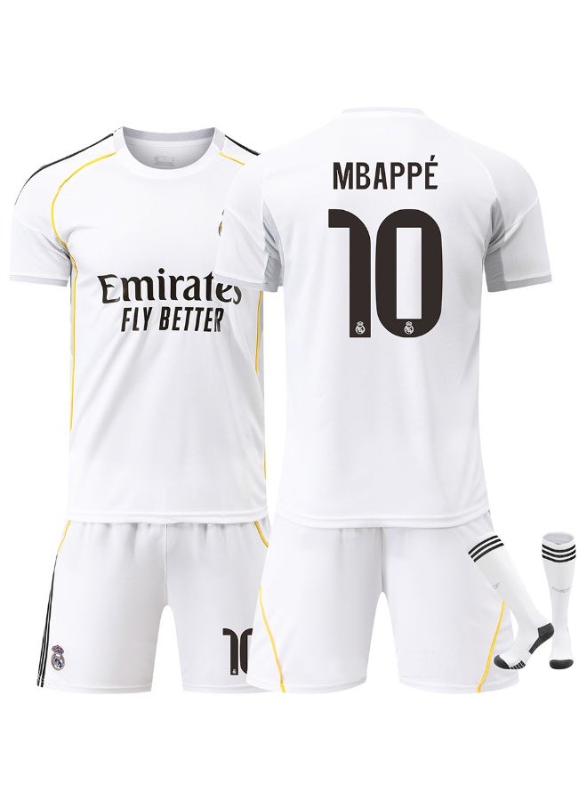 ريال مدريد طقم قميص ريال مدريد لكرة القدم 2026، كيليان مبابي رقم 10، قميص وشورت قصير الأكمام مع جوارب، مقاسات متعددة - Image 1