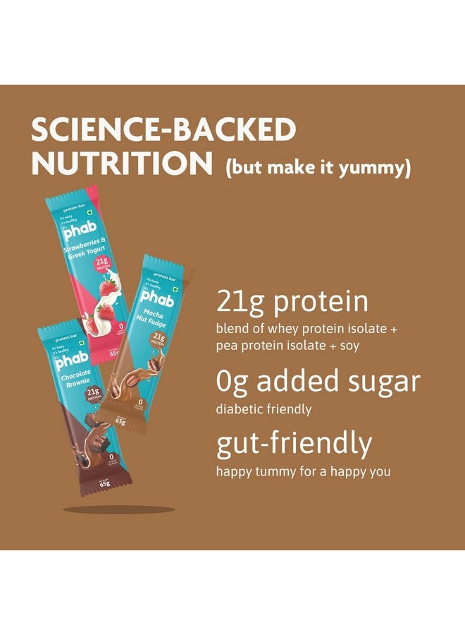 Phab Assorted Protein Bar with 21g Protein, 8g High Fibre & 0 Added Sugar 100% Vegetarian | Diabetic Friendly Healthy & Tasty Protein bars | Trans Fat-Free & No Preservatives Protein bars (Pack of 12 x 65g) - Image 3