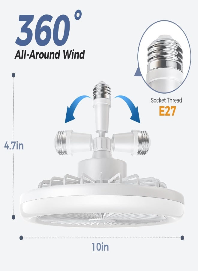 ارواق مروحة سقف بيضاء مقاس 10 بوصات مزودة بإضاءة وجهاز تحكم عن بعد - مروحة داخلية صامتة مع إضاءة LED قابلة للتعديل لغرفة النوم والمطبخ والجراج وغرفة المعيشة - Image 4
