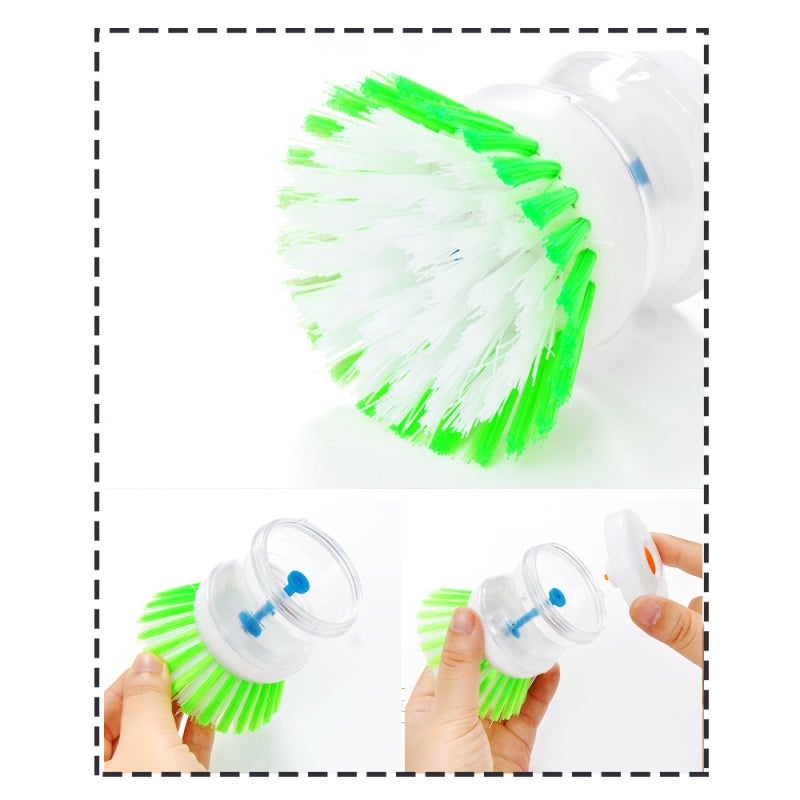 Soap Dispensing Brush: 1 Pc Resin Body Nylon Bristles - Scratch-Free Thorough Cleaning Dish Brush for Home Kitchen Dishware, Pots, Pans Cleaning - Image 4