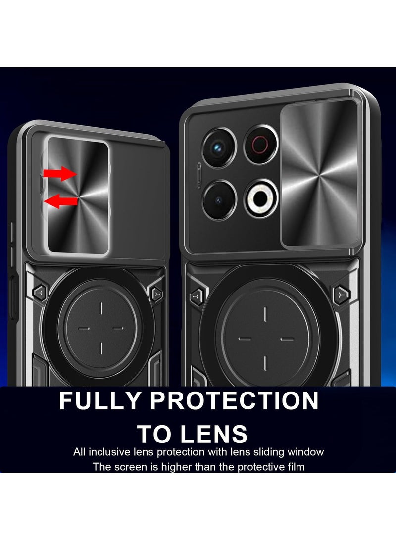 for TECNO Spark 30 5G Case, Slide Camera Lens Cover, Magnetic Ring Holder Kickstand Protective Phone Case for TECNO Spark 30 5G, Black  - Image 4