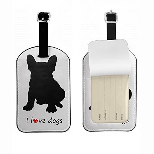 Zoczos French Bulldog Suitcase Tags Quote I Love Dogs Breed Cute Pet Puppy Animal Luggage Tag with Full Privacy Cover Leather Strap for Travel Bag Handbag, 1 Pack - Image 1