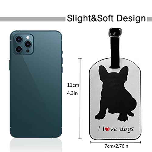 Zoczos French Bulldog Suitcase Tags Quote I Love Dogs Breed Cute Pet Puppy Animal Luggage Tag with Full Privacy Cover Leather Strap for Travel Bag Handbag, 1 Pack - Image 2