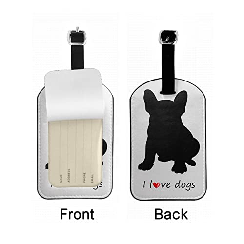 Zoczos French Bulldog Suitcase Tags Quote I Love Dogs Breed Cute Pet Puppy Animal Luggage Tag with Full Privacy Cover Leather Strap for Travel Bag Handbag, 1 Pack - Image 3
