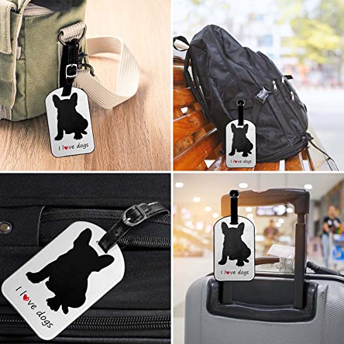Zoczos French Bulldog Suitcase Tags Quote I Love Dogs Breed Cute Pet Puppy Animal Luggage Tag with Full Privacy Cover Leather Strap for Travel Bag Handbag, 1 Pack - Image 4