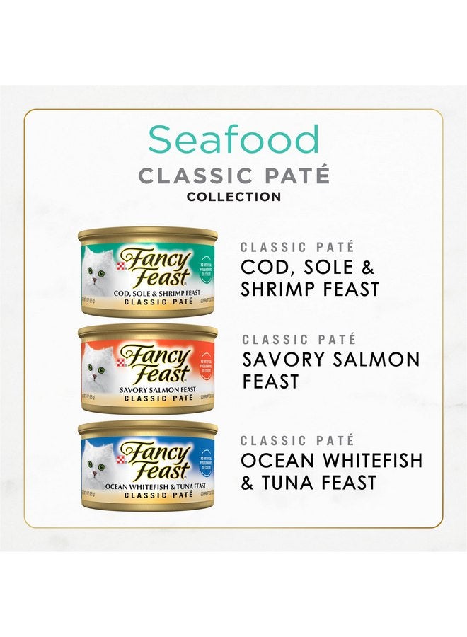PURINA Purina Fancy Feast Seafood Classic Pate Collection Grain Free Wet Cat Food Variety Pack - (Pack of 30) 3 oz. Cans - Image 2