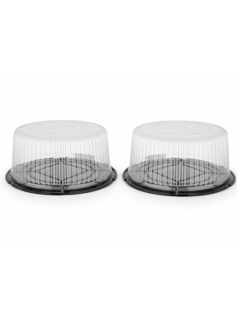 RR BRAND 2 Pices Round Cake Container with Clear Dome Lid and Black Base Disposable Cake Box for Storage & Transport 15x36cm - Image 2