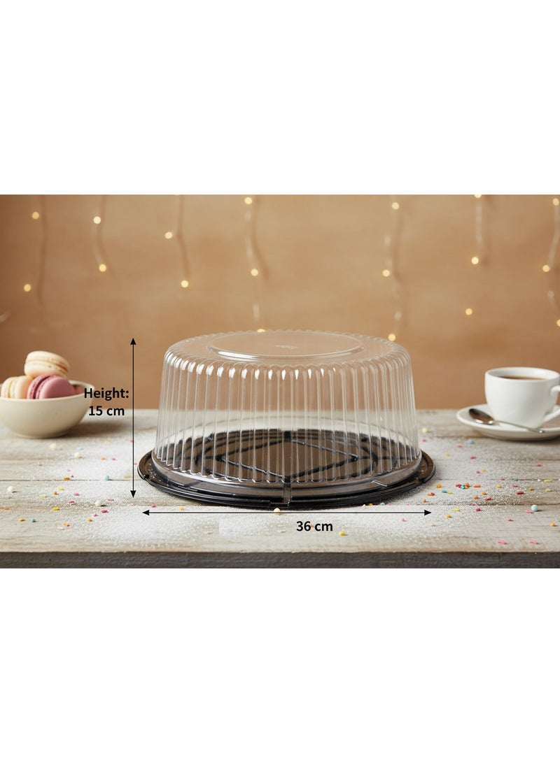 RR BRAND 2 Pices Round Cake Container with Clear Dome Lid and Black Base Disposable Cake Box for Storage & Transport 15x36cm - Image 3