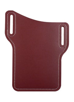 Men Outdoor Belt Waist Bag Faux Leather Case Pouch Cell Phone Card Holder Cover Red