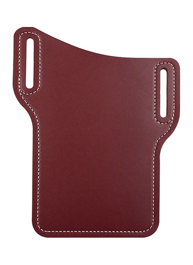 NIBEMINENT - Men Outdoor Belt Waist Bag Faux Leather Case Pouch Cell Phone Card Holder Cover Red - Image 1