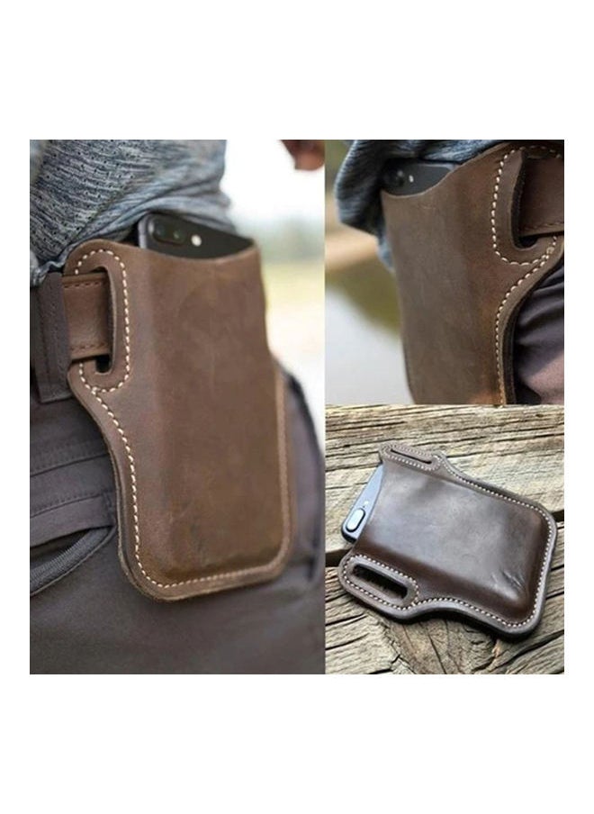 NIBEMINENT - Men Outdoor Belt Waist Bag Faux Leather Case Pouch Cell Phone Card Holder Cover Red - Image 1