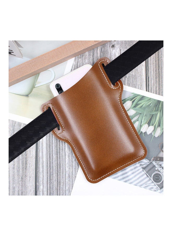 NIBEMINENT - Men Outdoor Belt Waist Bag Faux Leather Case Pouch Cell Phone Card Holder Cover Red - Image 1
