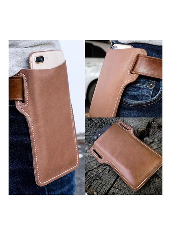 NIBEMINENT - Men Outdoor Belt Waist Bag Faux Leather Case Pouch Cell Phone Card Holder Cover Red - Image 1