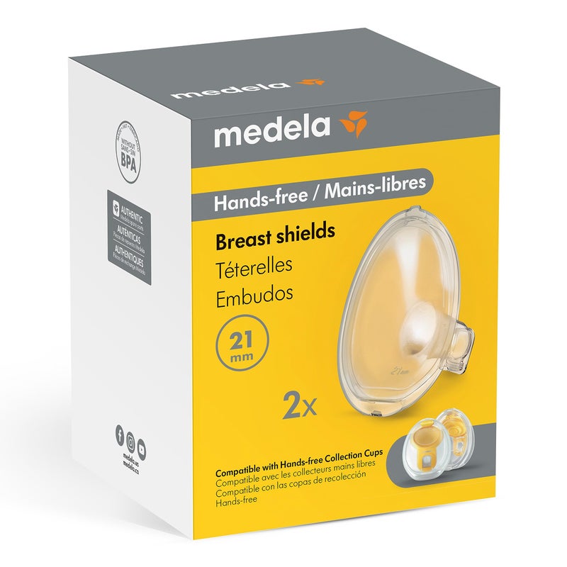 Medela درع الثدي من ميديلا بدون استخدام اليدين 21 مم، للاستخدام مع أكواب الجمع بدون استخدام اليدين، 2 قطعة - Image 2