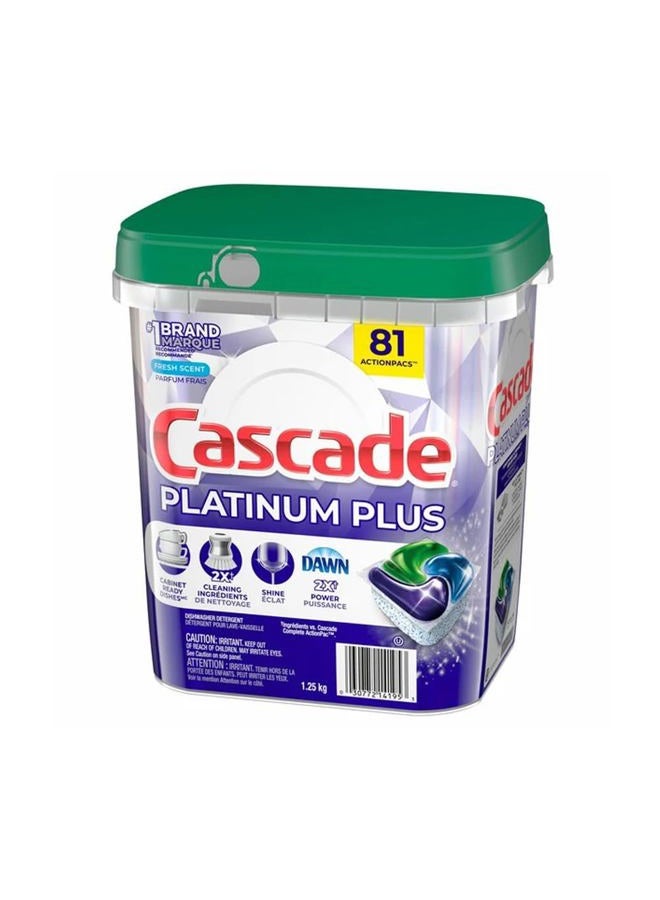Procter & Gamble Cascade Platinum Plus ActionPacs Dishwasher Detergent Pods, Fresh Scent, 81 Count - Image 2
