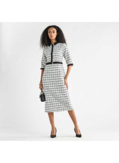 FAV Checked Shift Dress with Slit  - Image 2