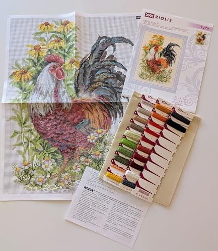 RIOLIS - Rooster 1479, Animals Cross Stitch Kits 11,81" x15,75, Cross Stitch Kits for Beginners & Advanced, Crossstitching Kits Adult, Counted Stitching Kits, Embroidery Kit - Image 5