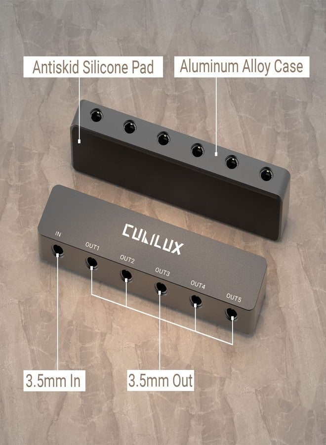 Cubilux Professional 5-Way 3.5mm AUX Splitter, Aluminum Case 5-Channel 1/8” Stereo Headphone Splitter, Multi-Port TRS Audio Share/Split Box/HUB for Speaker Earphones Laptop PC Smartphone Tablet - Image 5