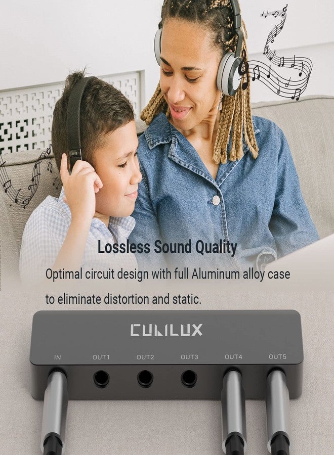 Cubilux Professional 5-Way 3.5mm AUX Splitter, Aluminum Case 5-Channel 1/8” Stereo Headphone Splitter, Multi-Port TRS Audio Share/Split Box/HUB for Speaker Earphones Laptop PC Smartphone Tablet - Image 4