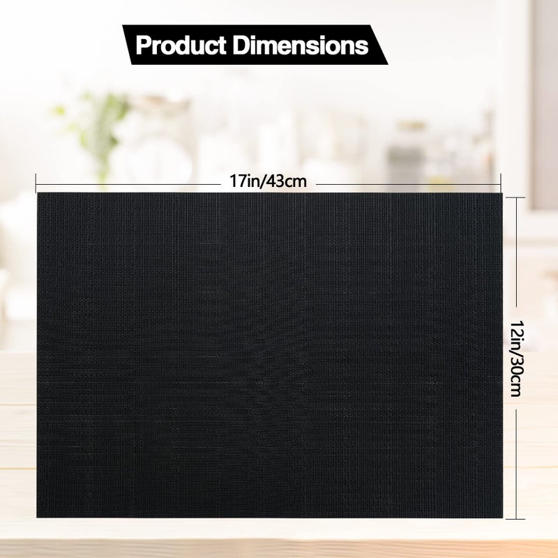 SLKQG SLKQG Black Placemats Set of 4 - Easy Clean Washable Vinyl Placemats - Wipeable Heat Proof Table Mats for Dining Table - 17x12 Inch (Pure Black  4)  - Image 5