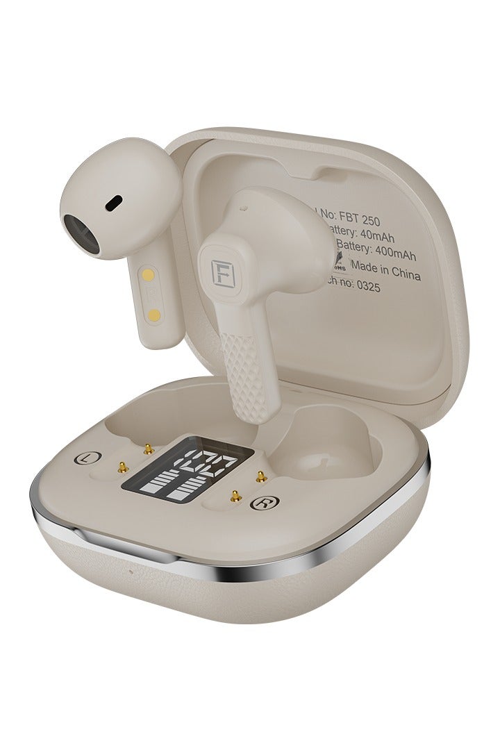 Faster TroniX Half In Ear Earbuds Bluetooth 5.4- ENC Technology LED Digital Display Charging Case Bluetooth Earbuds 8H Music Playback 13mm Dynamic Driver Enhanced Bass Type-C Charge- True Wireless Earbuds with Mic for TV Phone PC Laptop Workout Gym Running (Oat Beige) - Image 1