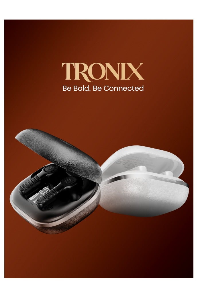 Faster TroniX Half In Ear Earbuds Bluetooth 5.4- ENC Technology LED Digital Display Charging Case Bluetooth Earbuds 8H Music Playback 13mm Dynamic Driver Enhanced Bass Type-C Charge- True Wireless Earbuds with Mic for TV Phone PC Laptop Workout Gym Running (Oat Beige) - Image 3