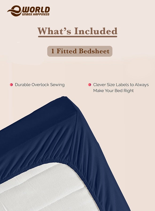 إي وورلد ملاءة سرير ميكروفايبر باللون الأزرق بجيب عميق لتناسب محكم، قابلة للتنفس، قابلة للغسل بالغسالة للحماية المثلى، متوفرة بمقاسات كينغ، كوين وسنجل، بدون غطاء وسادة - Image 3