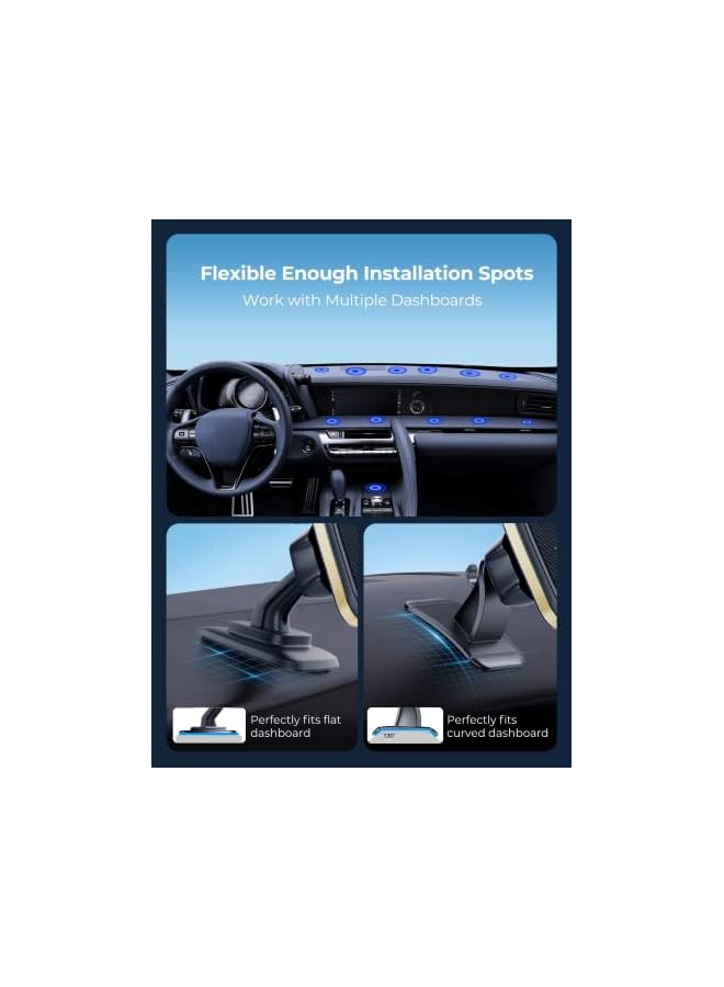 Brave Universal Magnetic Car Dashboard Mount Cell Phone Holder 360° Rotation Ultra Strong Neodymium Magnets With Strong Adhesive Compatible for all Smartphones (Gold) - Image 4