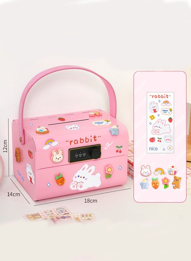 OUTAD Electronic Savings Box with Password Protection and a Unique Detailed Design. 18 x 14 x 12 cm, Pink. - Image 1