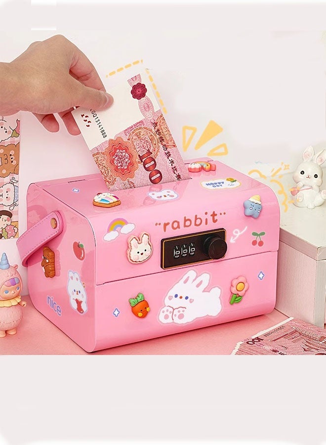 OUTAD Electronic Savings Box with Password Protection and a Unique Detailed Design. 18 x 14 x 12 cm, Pink. - Image 2