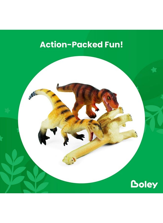 BOLEY Boley Jumbo Dinosaur Toy Set - 3 Pack Large Soft-Stuffed Dinosaurs - T-Rex, Velociraptor, and Brontosaurus - Durable Dinosaur Toys for Kids Ages 3 and Up - Educational Playset for Boys and Girls - Image 3