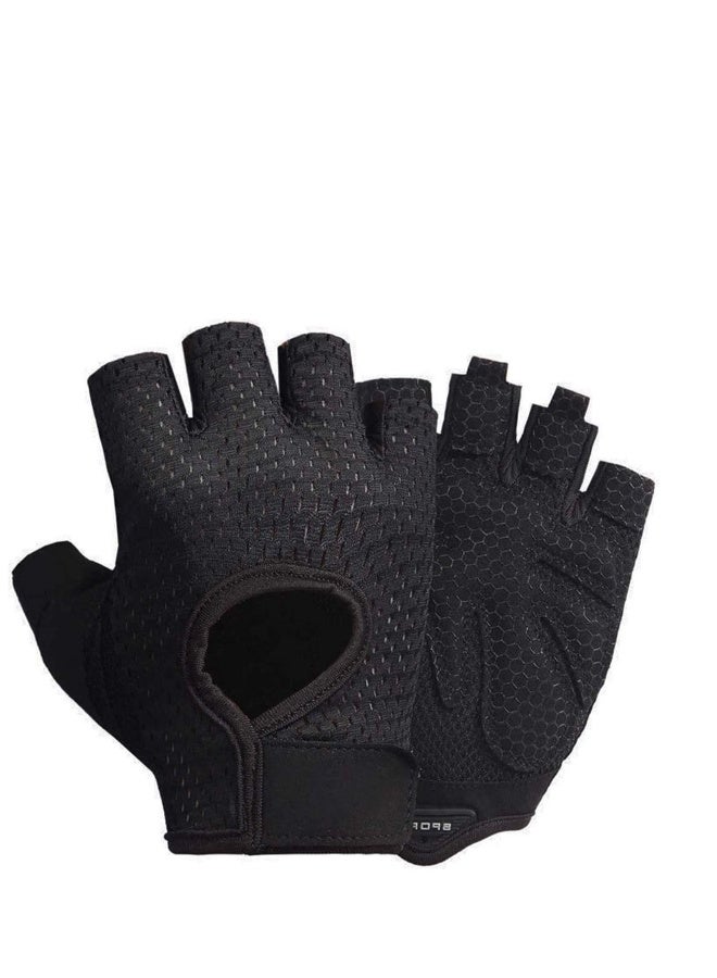 Generic Anti Slip Shock Absorbing Padded Breathable Half Finger Short Sports Cycling Gloves for Men Women - Image 1