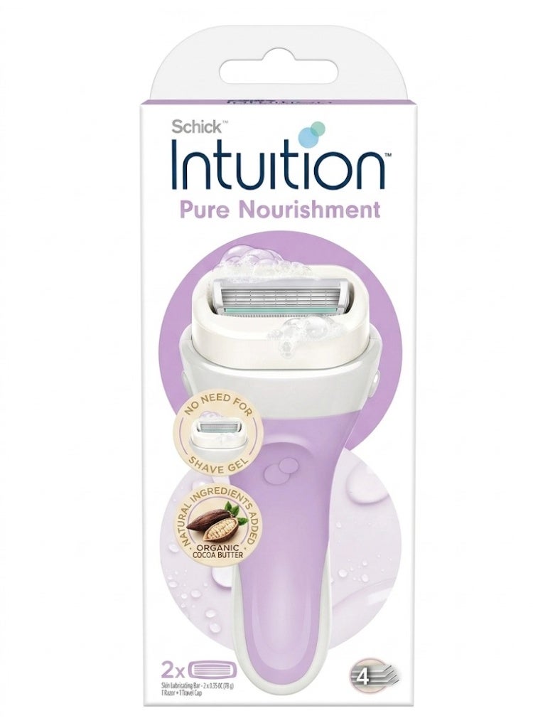Intuition Schick Intuition Pure Nourishment Razor Kit for Women - 2-in-1 Lathers & Shaves with Organic Cocoa Butter - Image 1