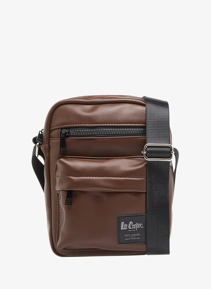 لي كوبر Men Textured Crossbody Bag with Adjustable Strap and Zip Closure
