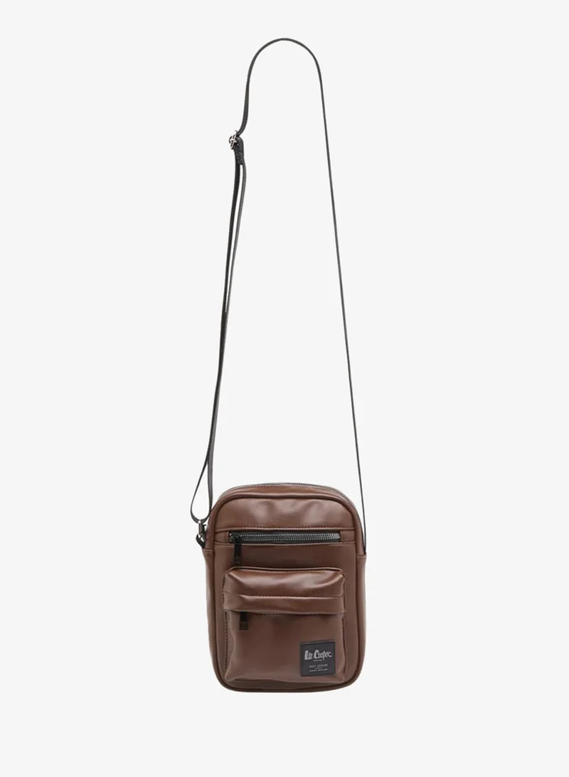 لي كوبر Men Textured Crossbody Bag with Adjustable Strap and Zip Closure