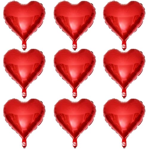 Lovoir 10 Pcs Red Heart Shape Foil Mylar Balloons 18 Inch Love Balloons for Valentines Day Birthday Party Decorations Wedding Engagement Romantic Decor Red - Image 1
