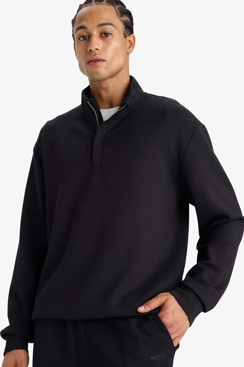 ديفاكتو DeFactoFit Standard Fit Half Zippered Modal Sports Sweatshirt
