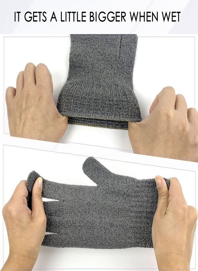 MIG4U Exfoliating Shower Gloves 2 Pairs, Bath Scrub Glove Medium to Heavy Body Dead Skin Removal, Deep Exfoliate Sponge Loofah for Women and Men, Grey+Black - Image 4