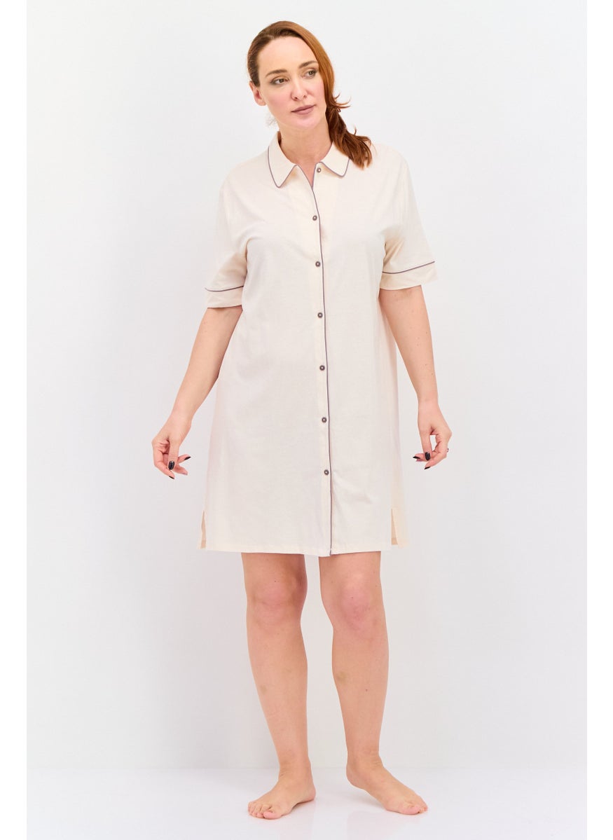 TRIUMPH - Women Plain Nightwear Dress, Beige - Image 1