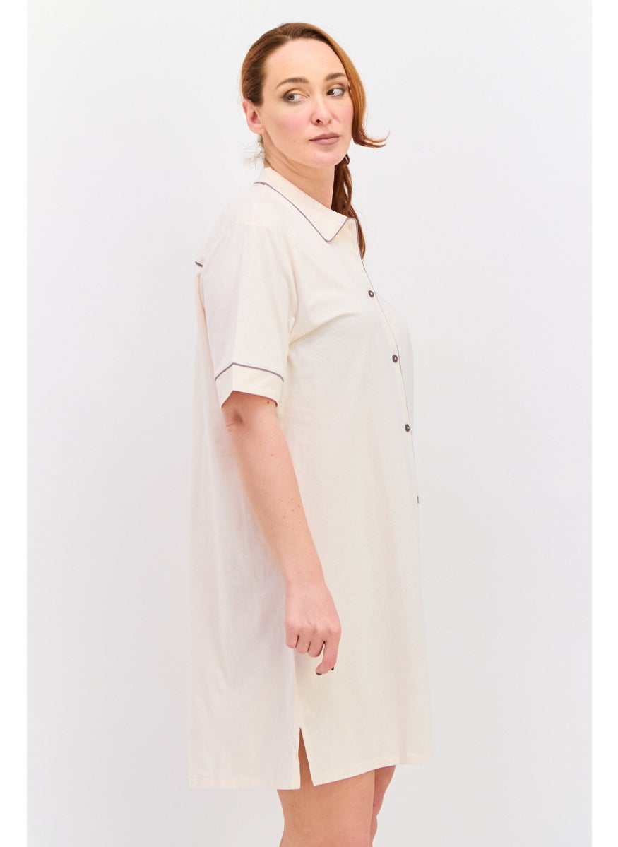 TRIUMPH - Women Plain Nightwear Dress, Beige - Image 1